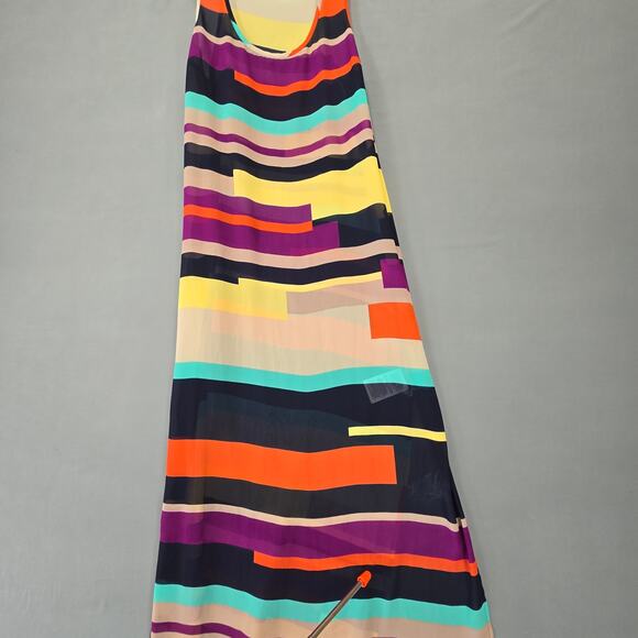 Guess Side Slit Sleeveless Maxi Dress Women Size Medium Vibrant Multicolor Scoop - Picture 8 of 15